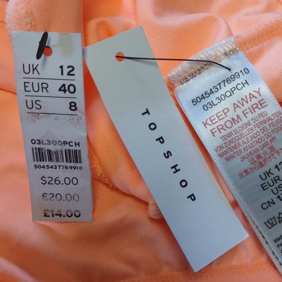 TOPSHOP Velour Bandeau Bikini Top 8 Peach - Picture 10 of 10